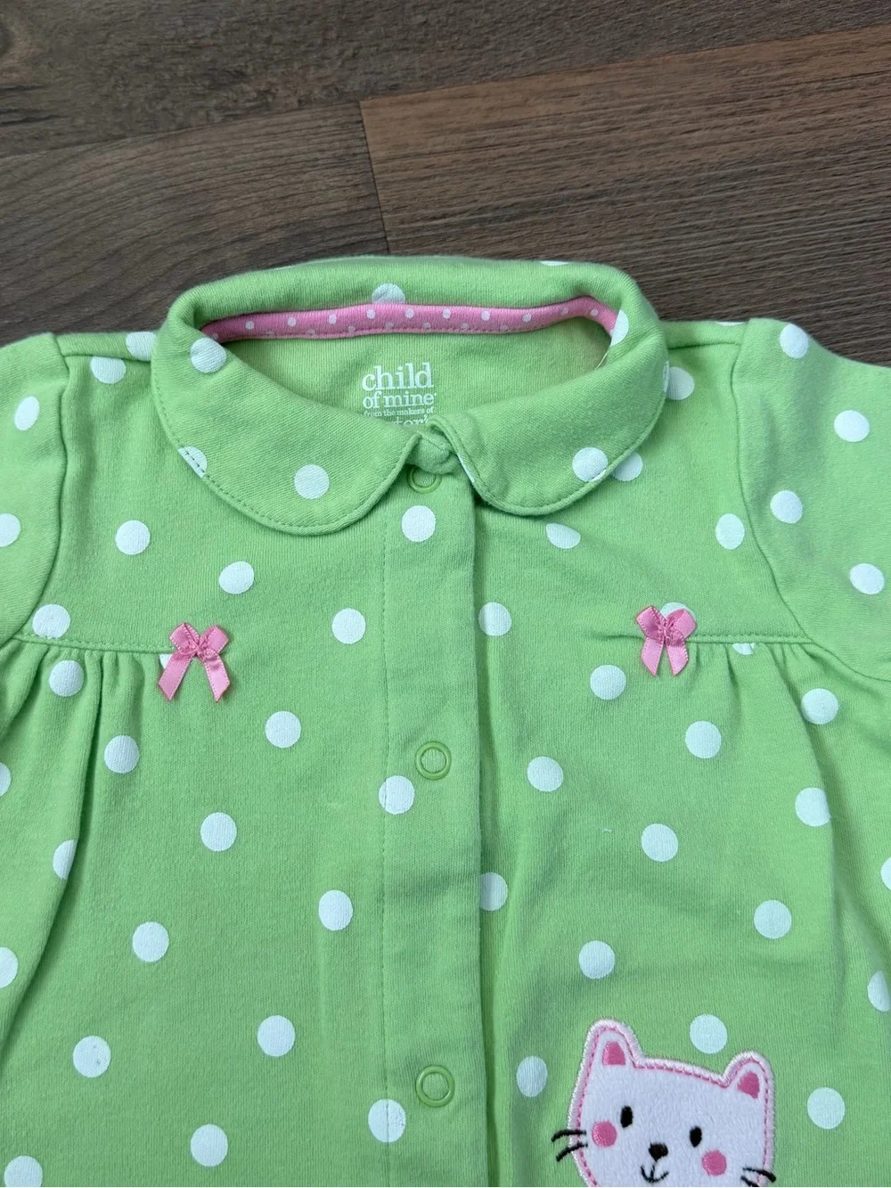 Y2K Lamaze Pink Polka Dot & Carter's Green Polka Dot Footie Bundle Size 3-6m